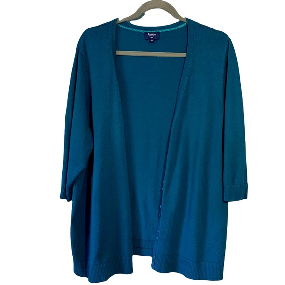 Reitmans Sweaters - Teal 3/4 Sleeve Button-Up Cardigan